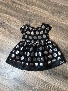 Guess black silver polka dot baby girl toddler vintage guess dress 24 months
